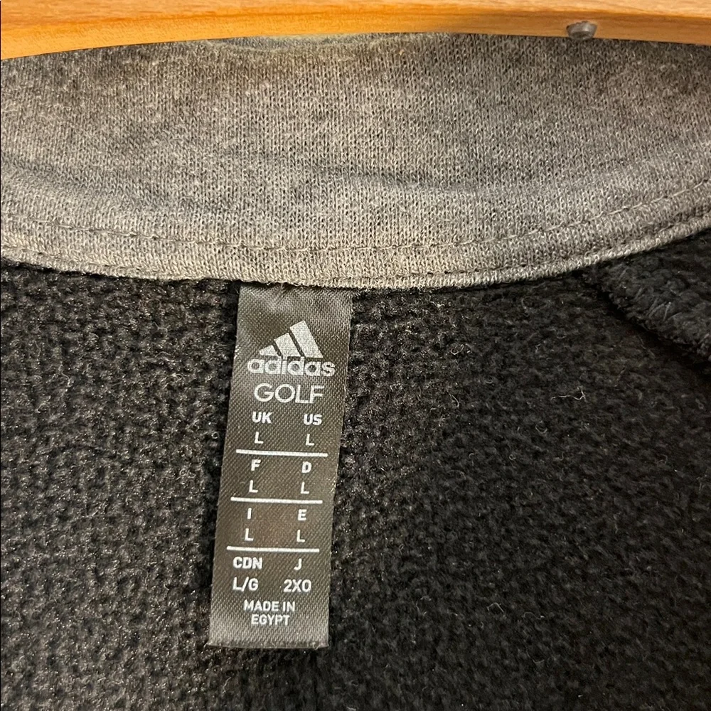 Adidas Black‎ 1/4 Zip Poly Fleece Golf Pull Over White Stripes